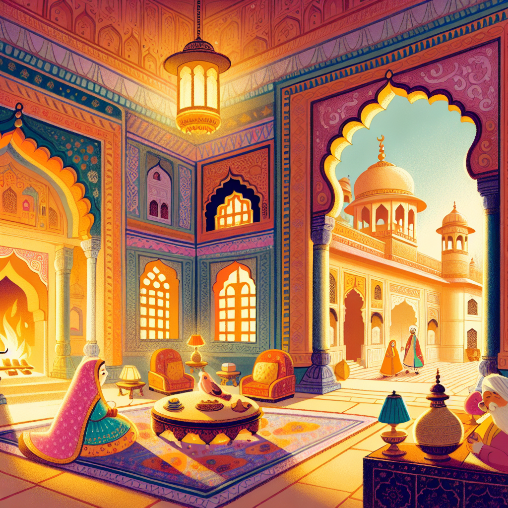 Colorful children's illustration for the story: The Liar Caught in Her Own Trap