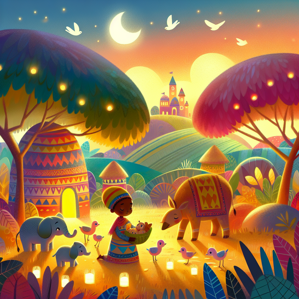 Colorful children's illustration for the story: The Mosquito's Tall Tale