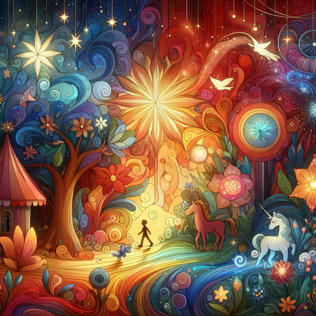 Colorful children's illustration for the story: Rumpelstiltskin