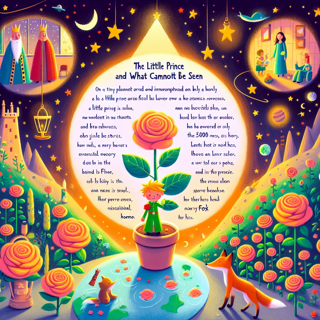 Colorful children's illustration for the story: The Little Prince and the Invisible Things