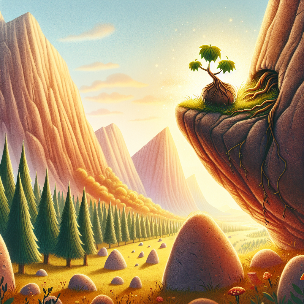 Colorful children's illustration for the story: The Brave Little Seed