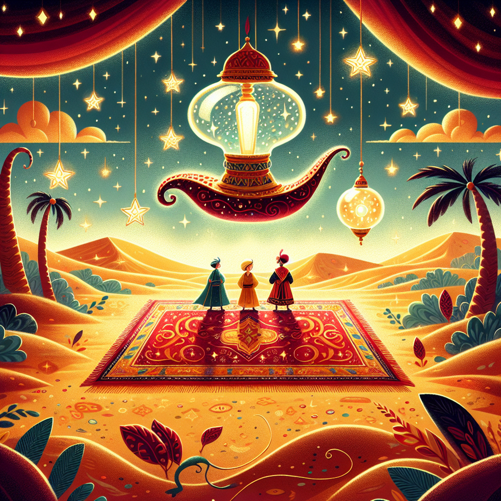 Colorful children's illustration for the story: The Princess and the Three Princes