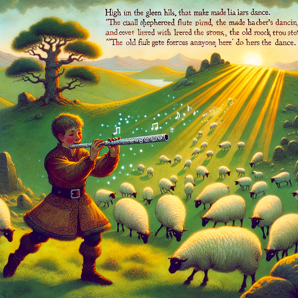 Colorful children's illustration for the story: The Enchanted Flute