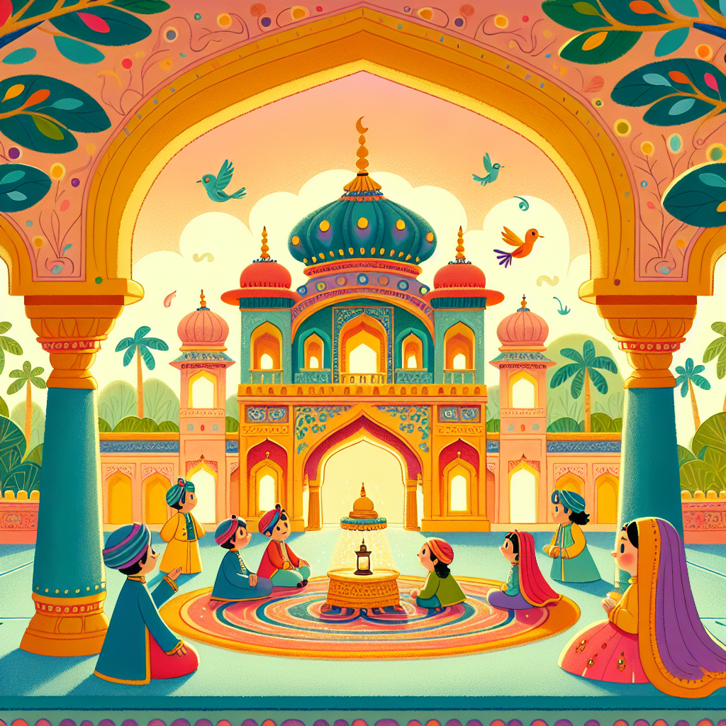 Colorful children's illustration for the story: The Magic Ring