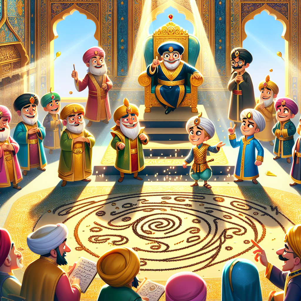 Colorful cartoon storyboard showing 8 key scenes from The Magic Ring