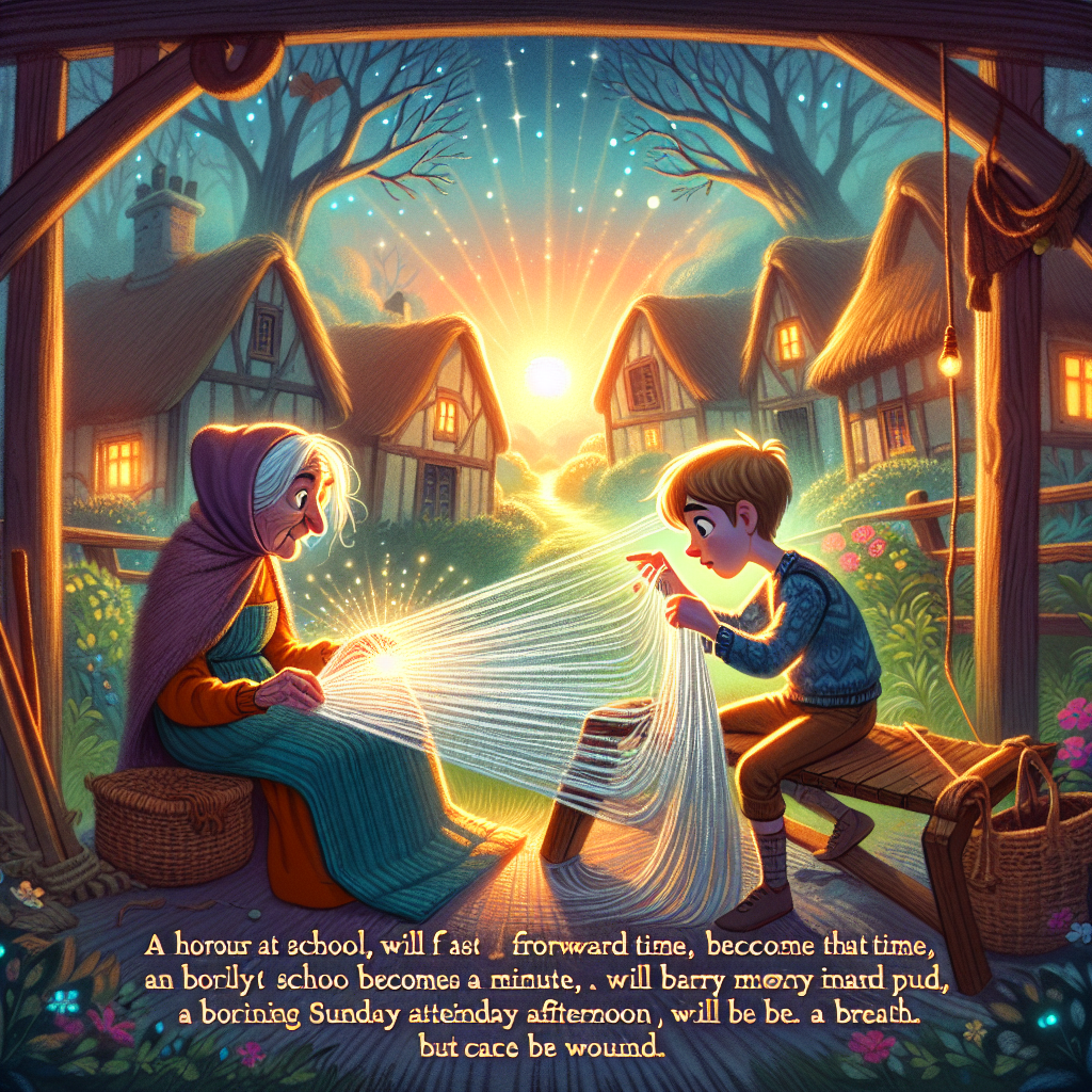 Colorful children's illustration for the story: The Enchanted Thread