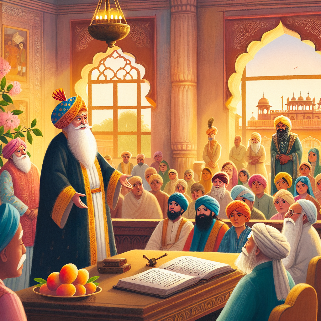 Colorful children's illustration for the story: The Mango Tree's Truth