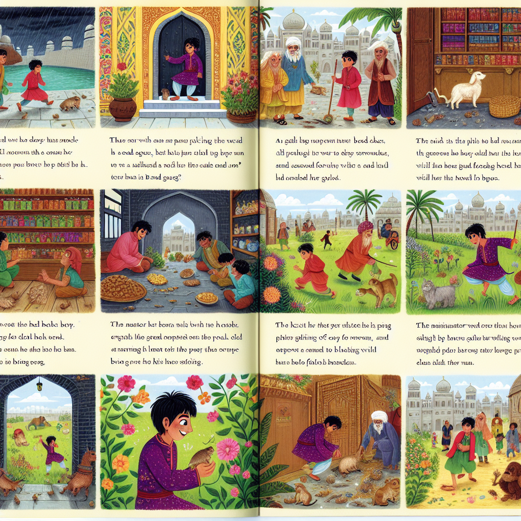 Colorful children's illustration for the story: The Mouse That Brought Good Fortune