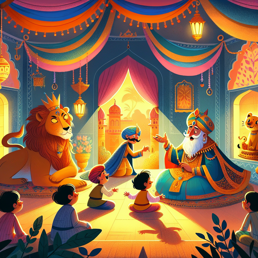 Colorful children's illustration for the story: The Three Clever Sons