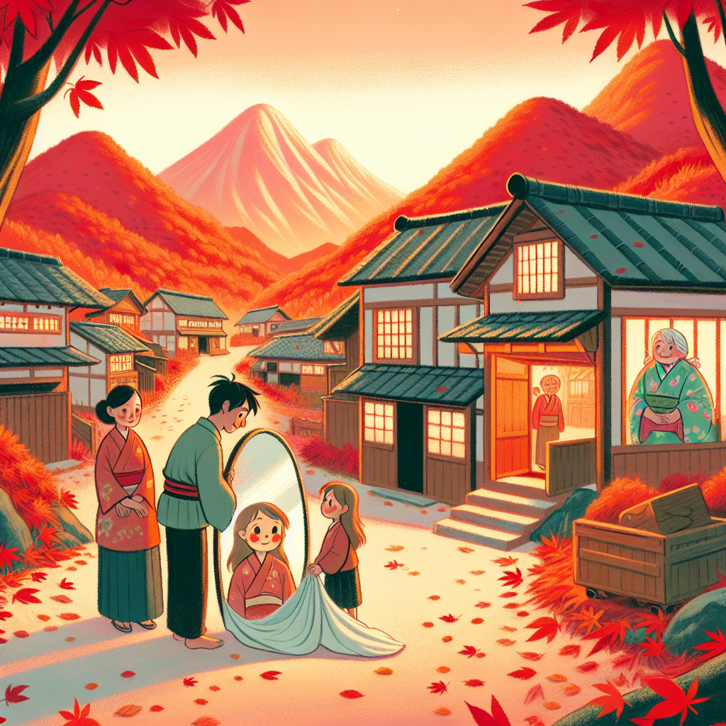 Colorful children's illustration for the story: The Mirror of the Mother