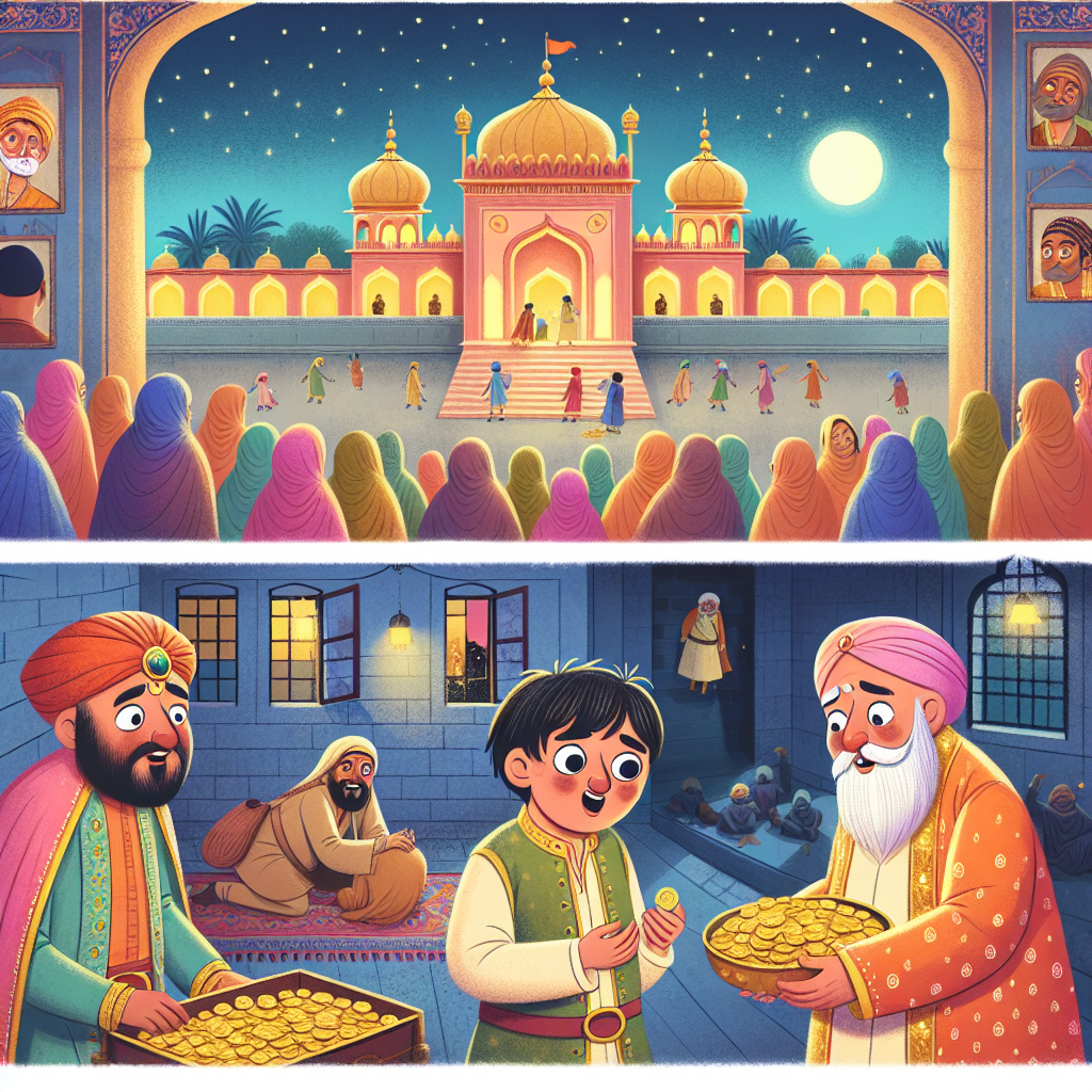 Colorful children's illustration for the story: The Most Learned Man in the Kingdom