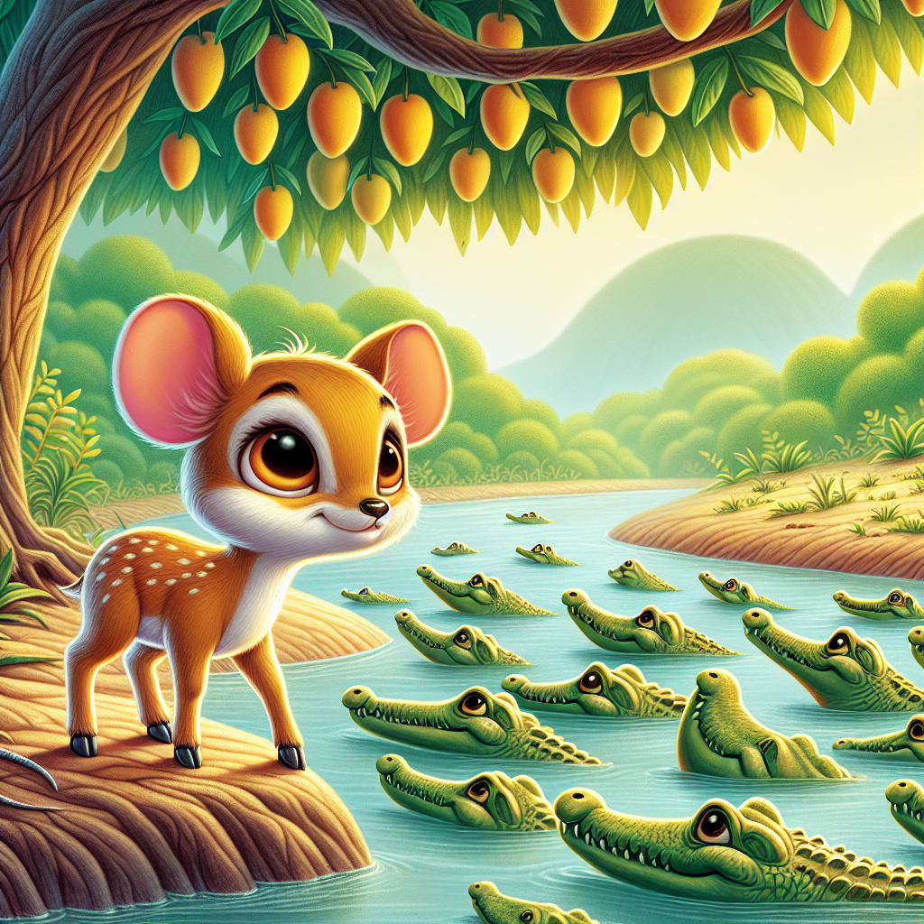 Colorful children's illustration for the story: Miko and the Crocodile River