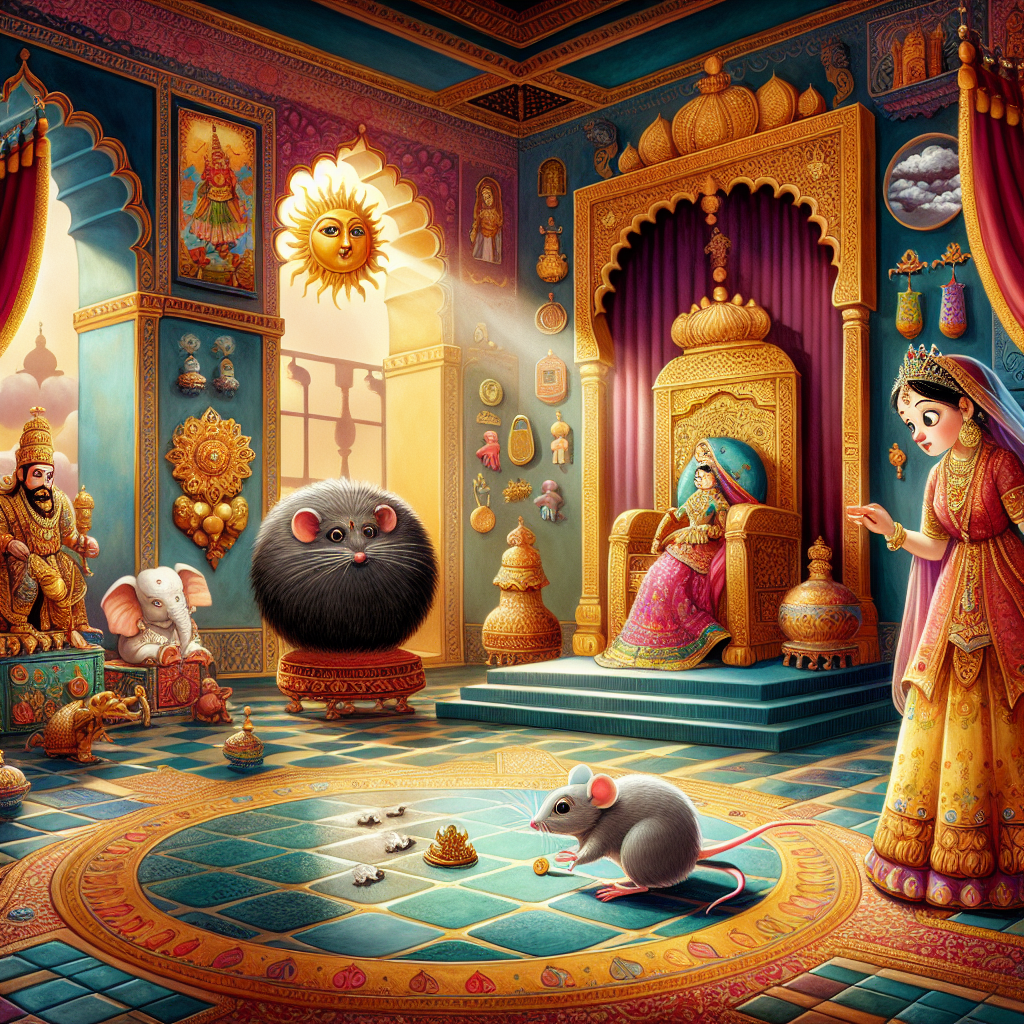 Colorful children's illustration for the story: The Mouse and the Princess