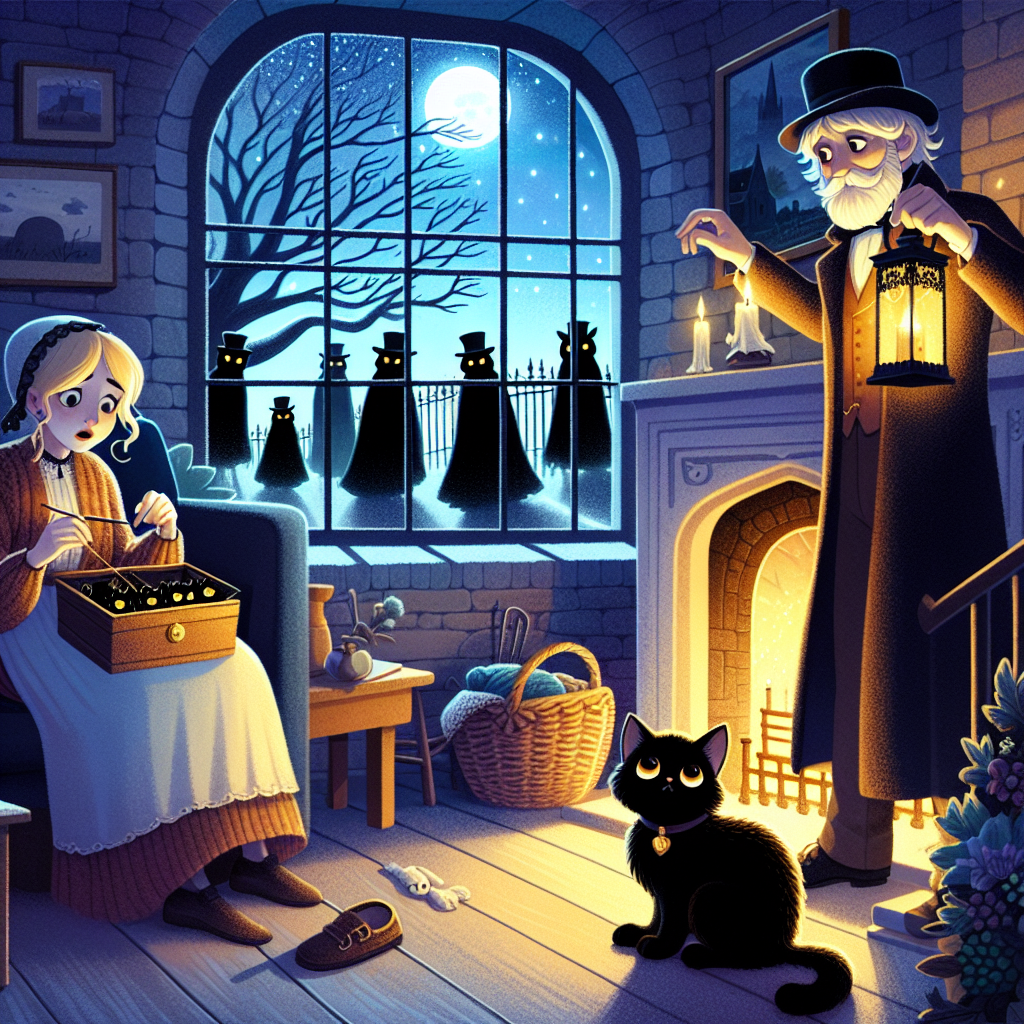 Colorful children's illustration for the story: The King of the Cats