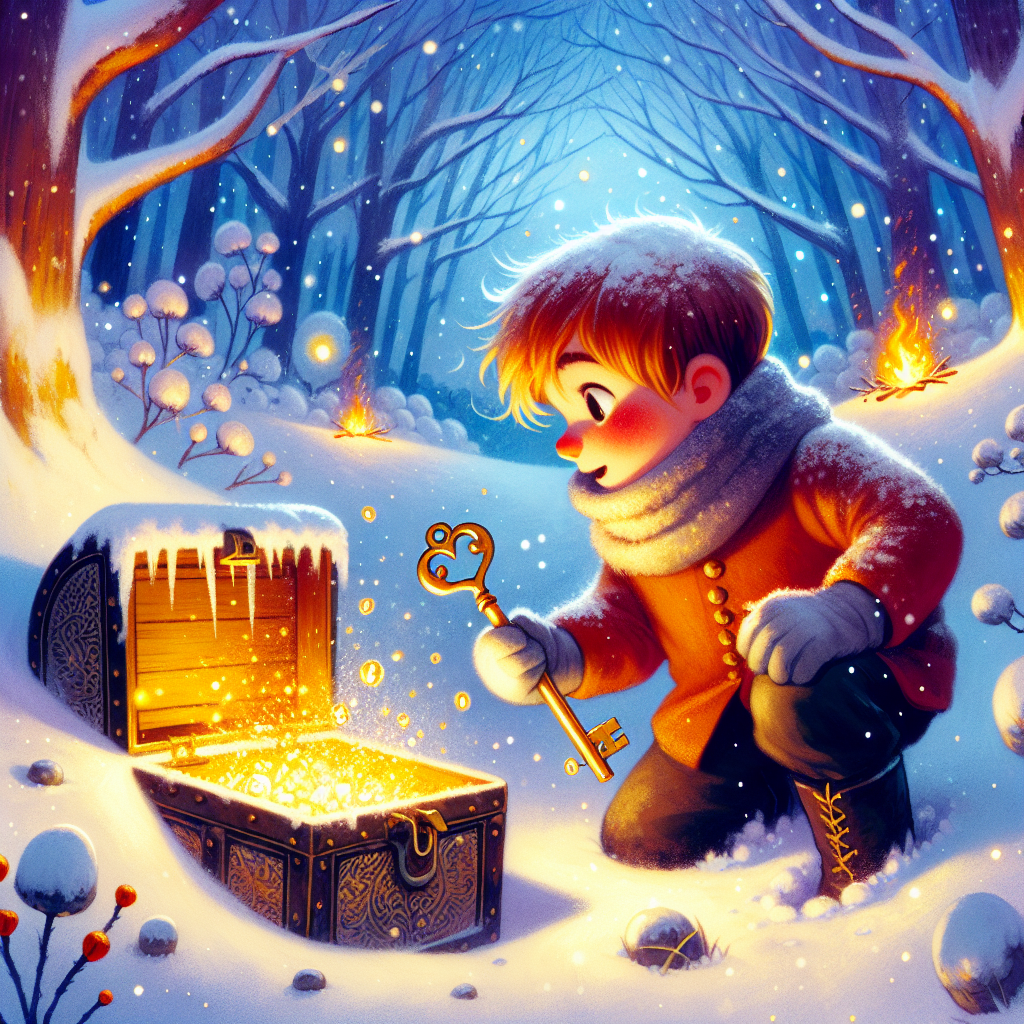 Colorful children's illustration for the story: The Golden Key