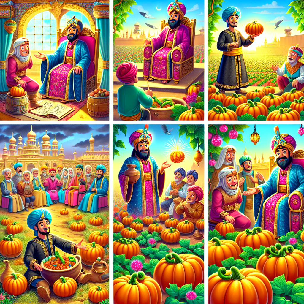 Colorful cartoon storyboard showing 8 key scenes from The Pot of Wisdom