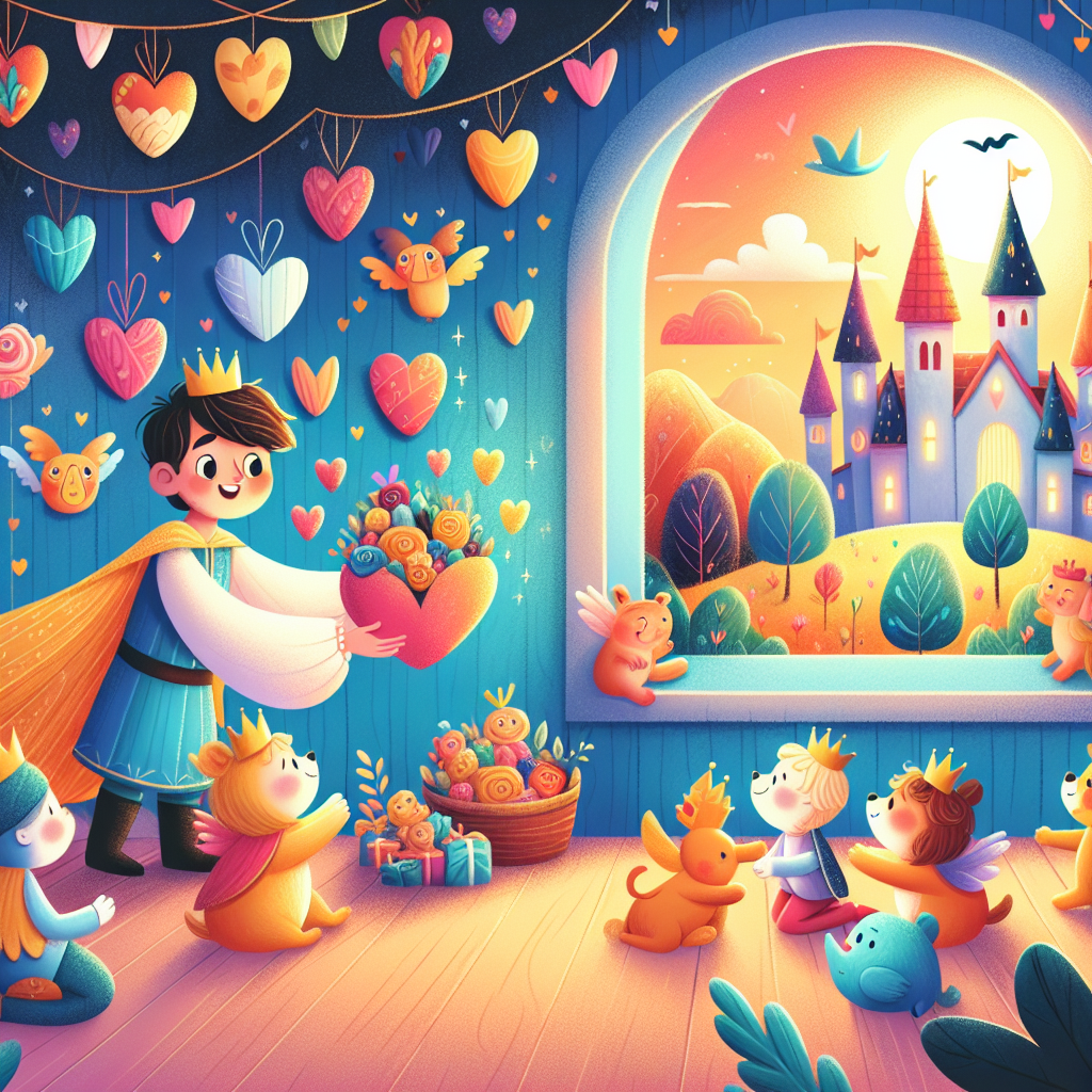 Colorful children's illustration for the story: The Happy Prince