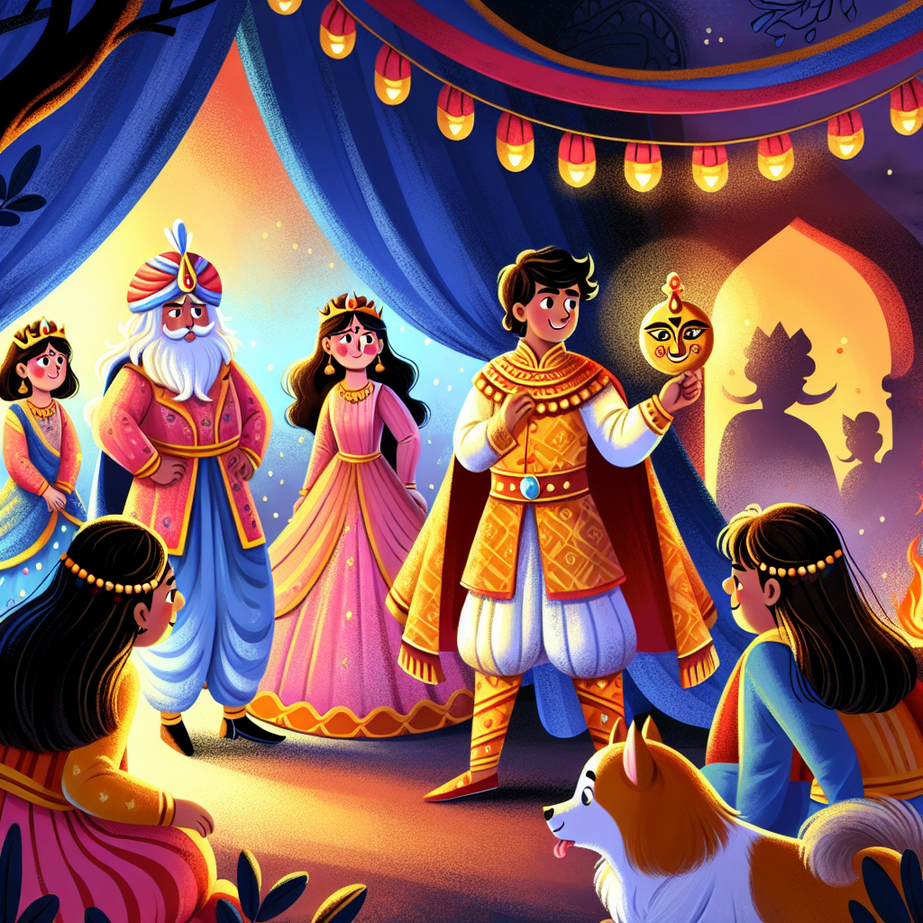Colorful children's illustration for the story: The Three Kings and the Princess