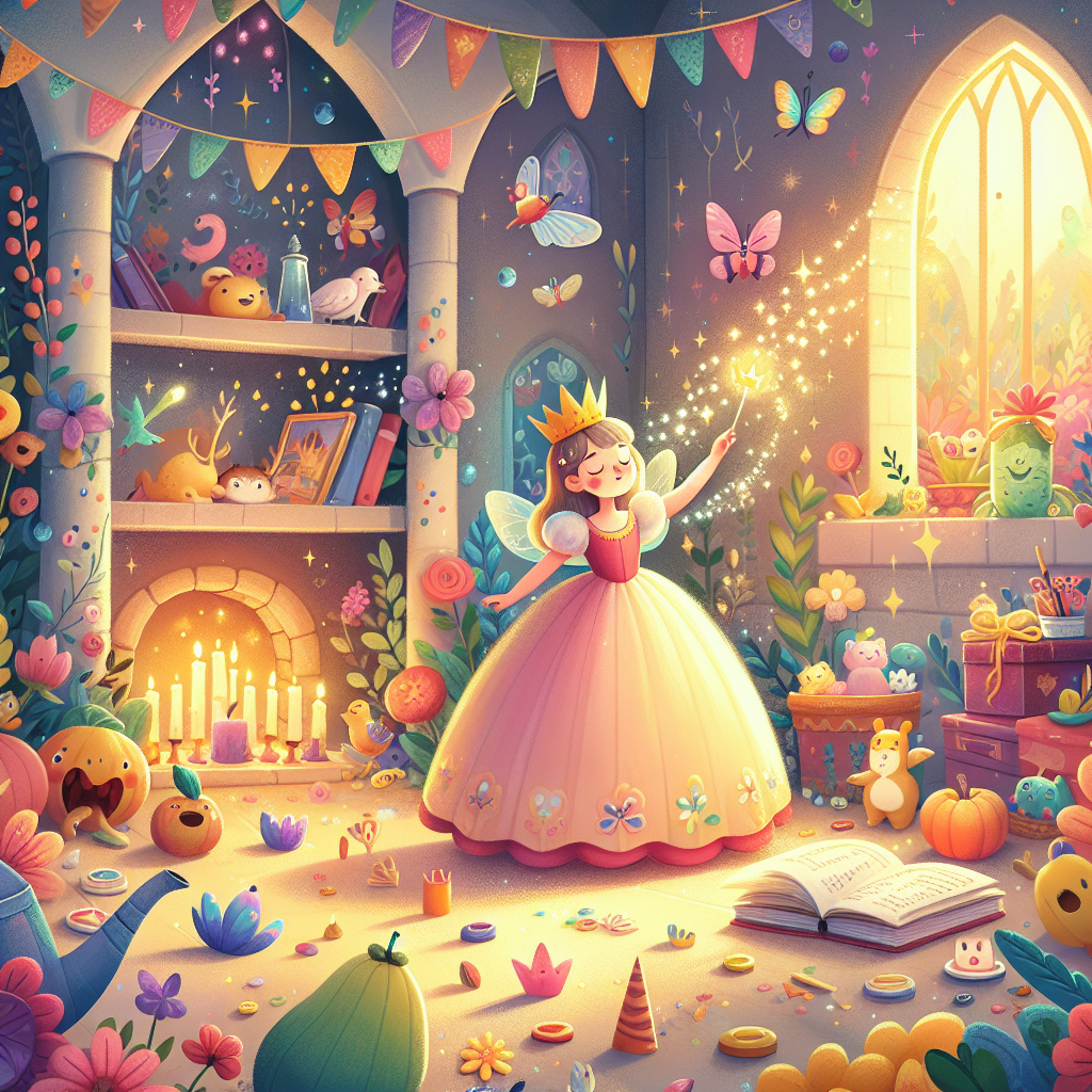 Colorful children's illustration for the story: The Princess Who Learned to Laugh