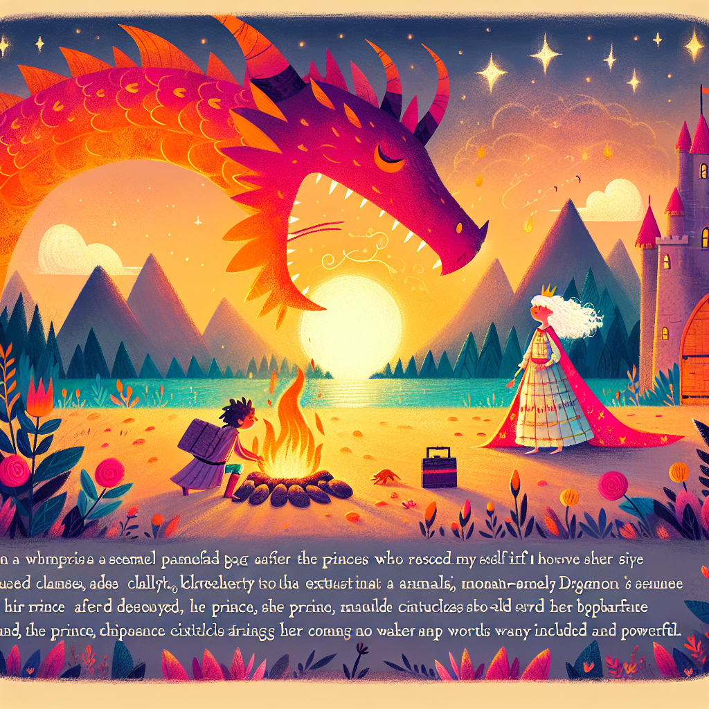 Colorful children's illustration for the story: The Princess Who Rescued Herself