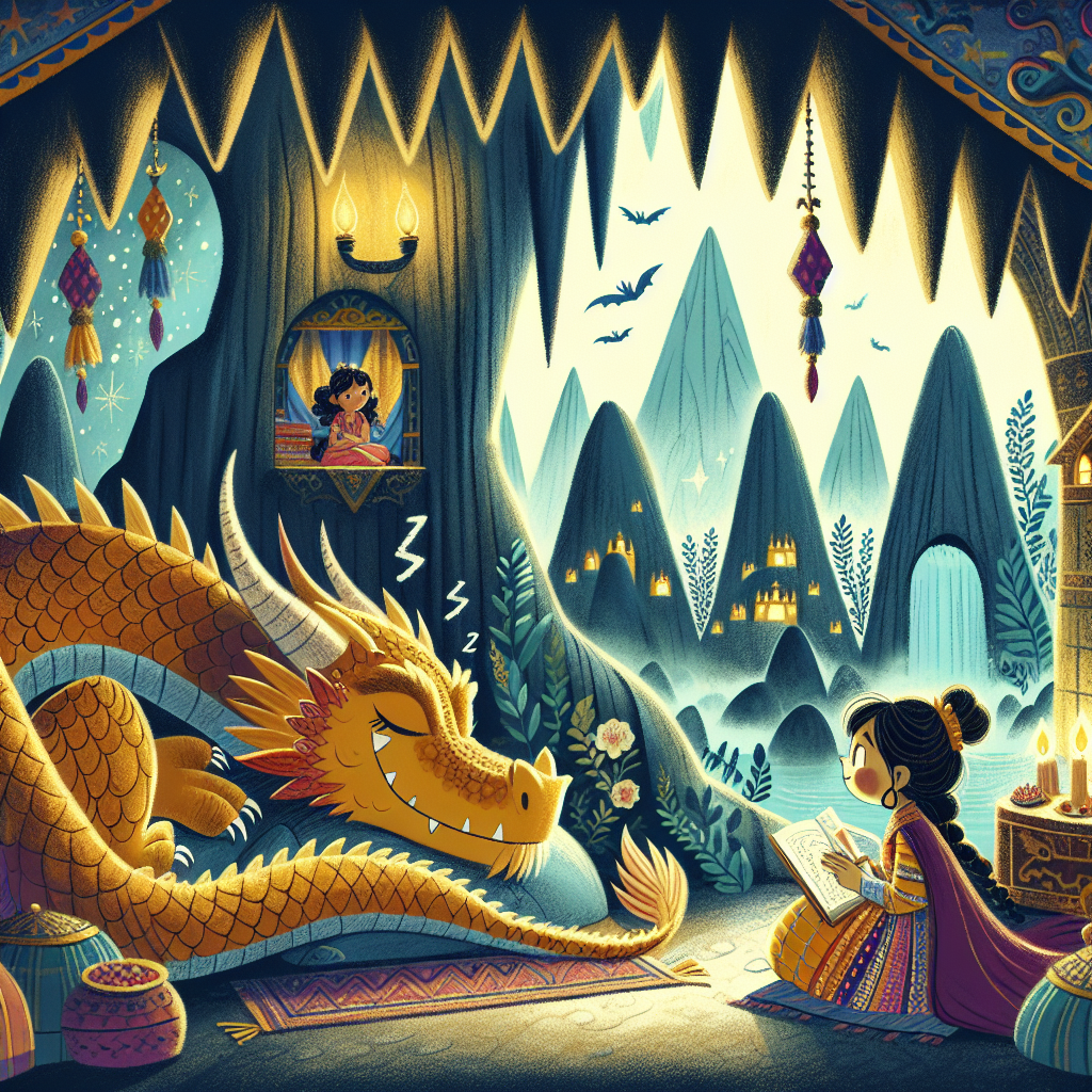 Colorful children's illustration for the story: The Princess Who Saved Herself