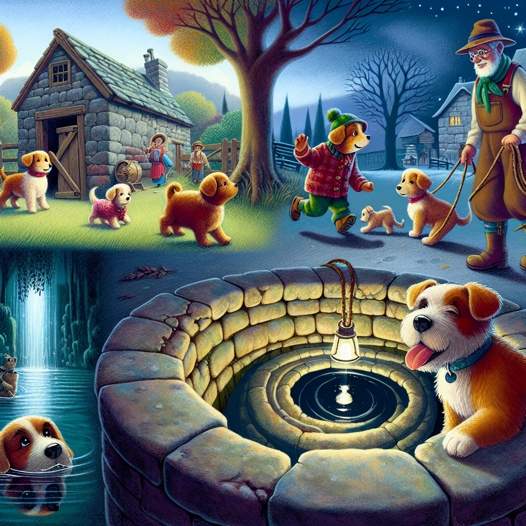 Colorful children's illustration for the story: Biscuit and the Forbidden Well