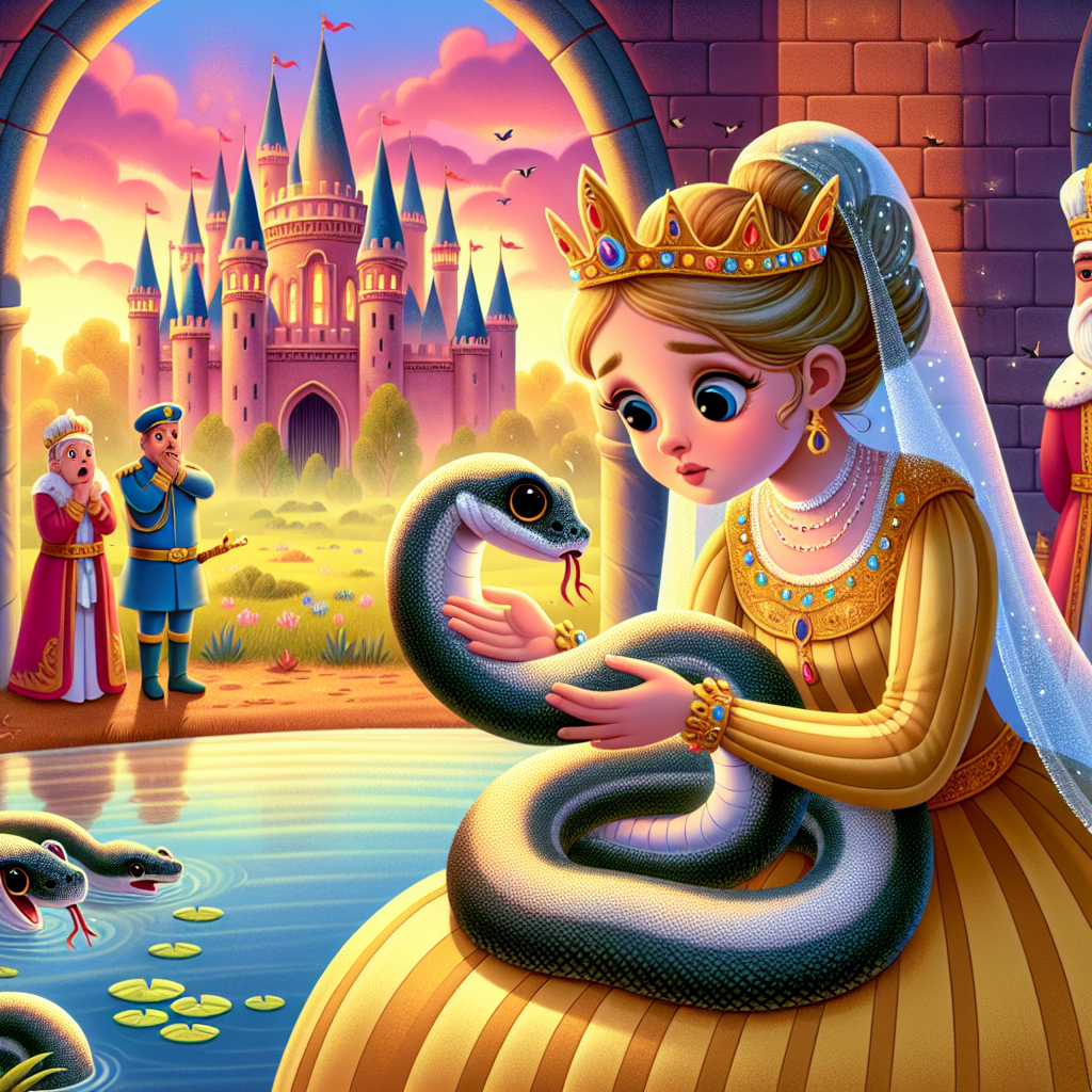 Colorful children's illustration for the story: The Serpent's Prince