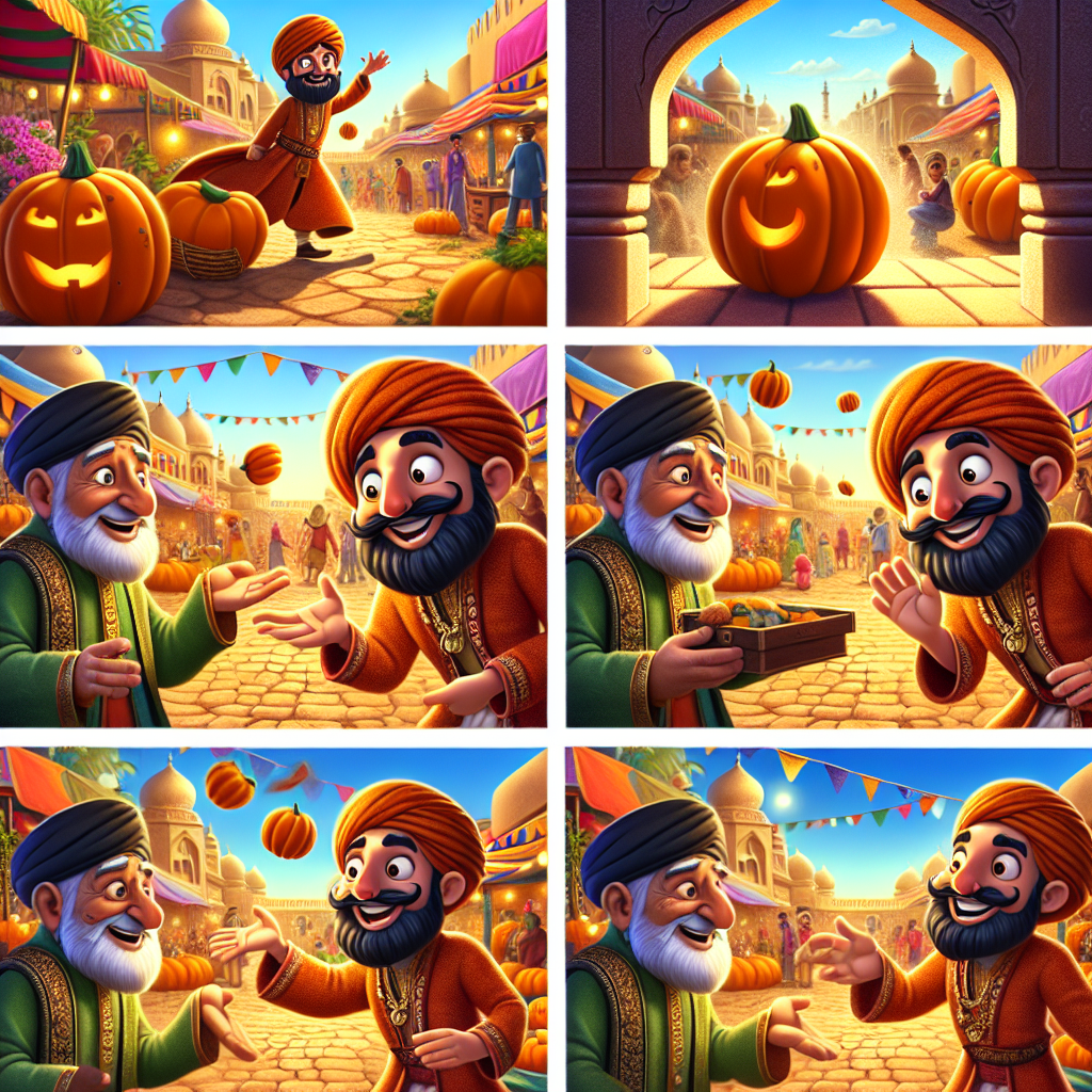 Colorful cartoon storyboard showing 8 key scenes from The Flatterer