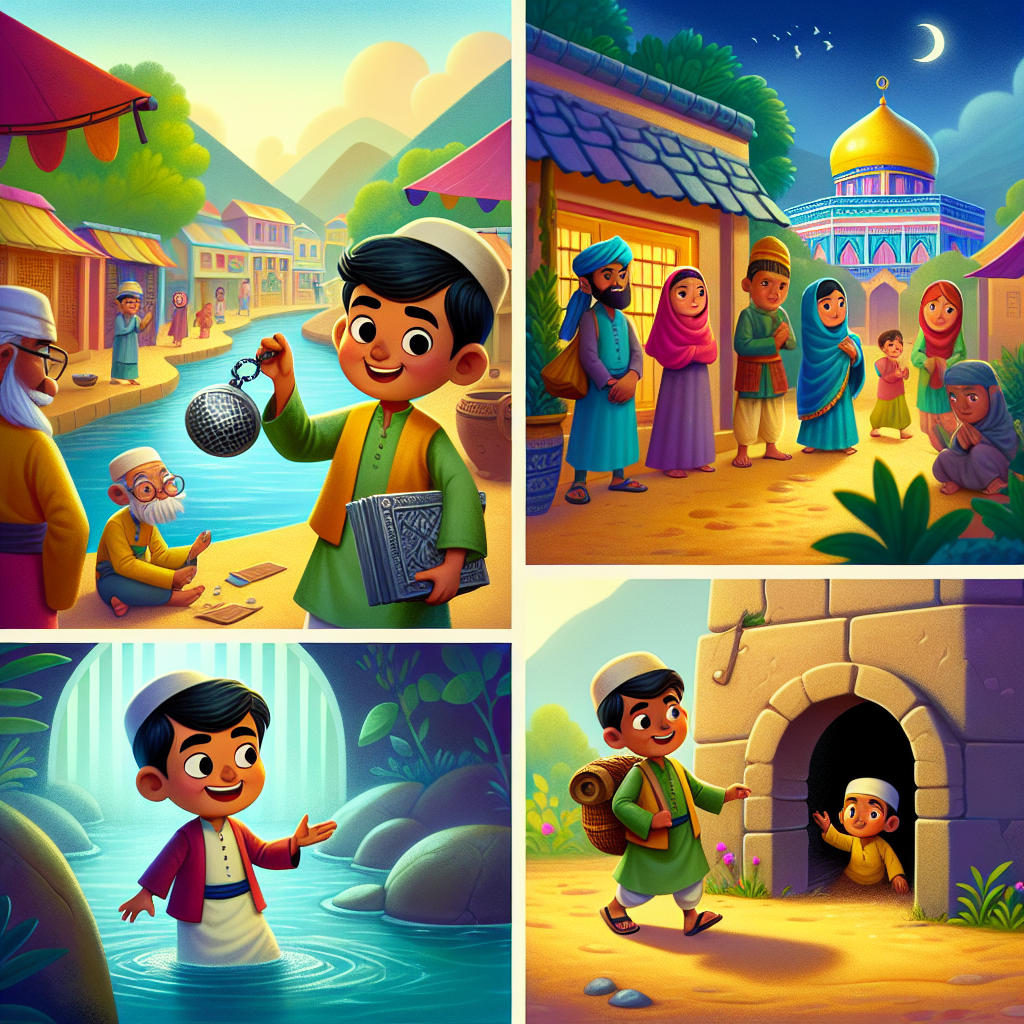 Colorful cartoon storyboard showing 8 key scenes from The Iron-Eating Rat