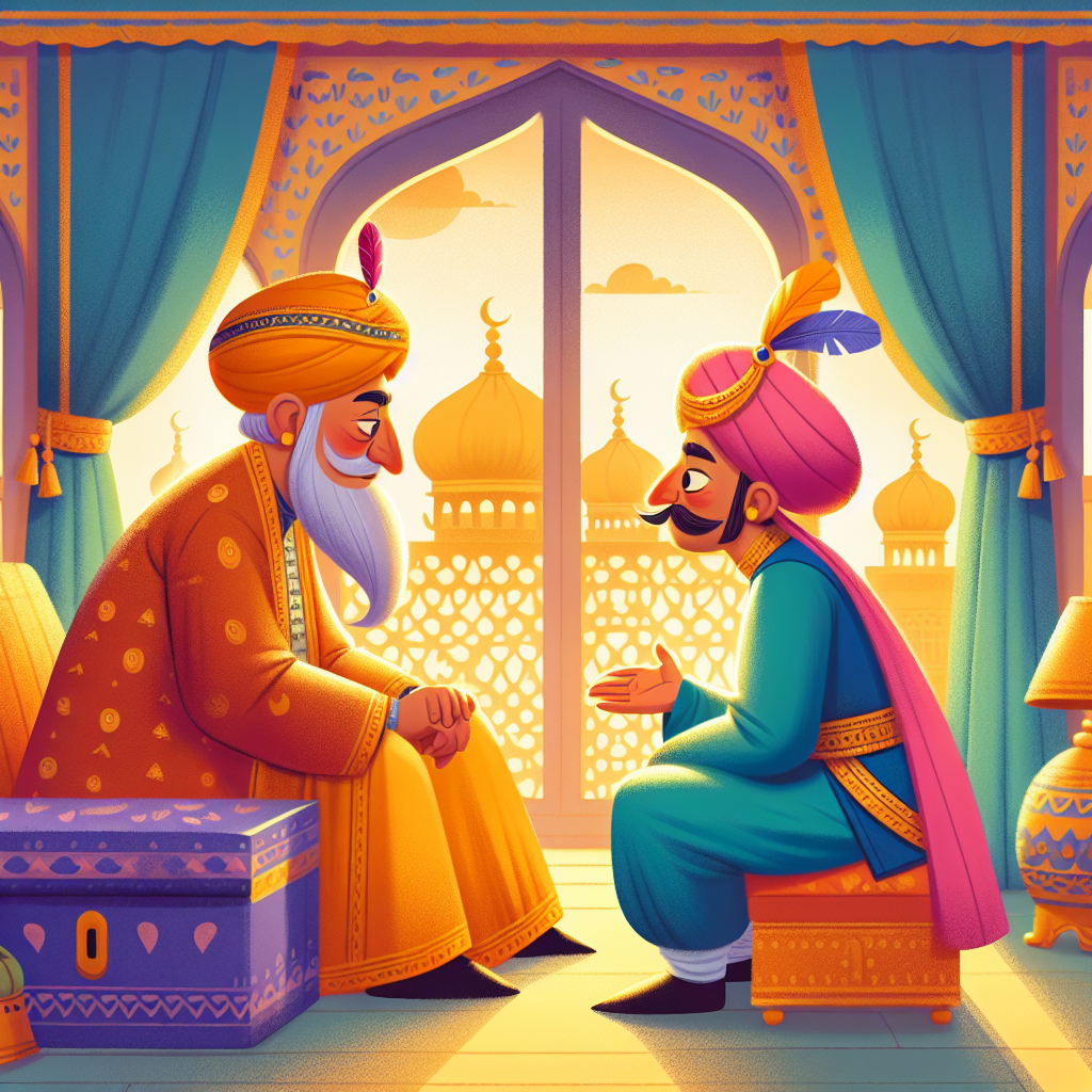 Colorful children's illustration for the story: The Riddle of Justice