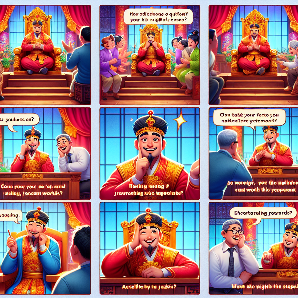 Colorful cartoon storyboard showing 8 key scenes from The Riddle of Justice