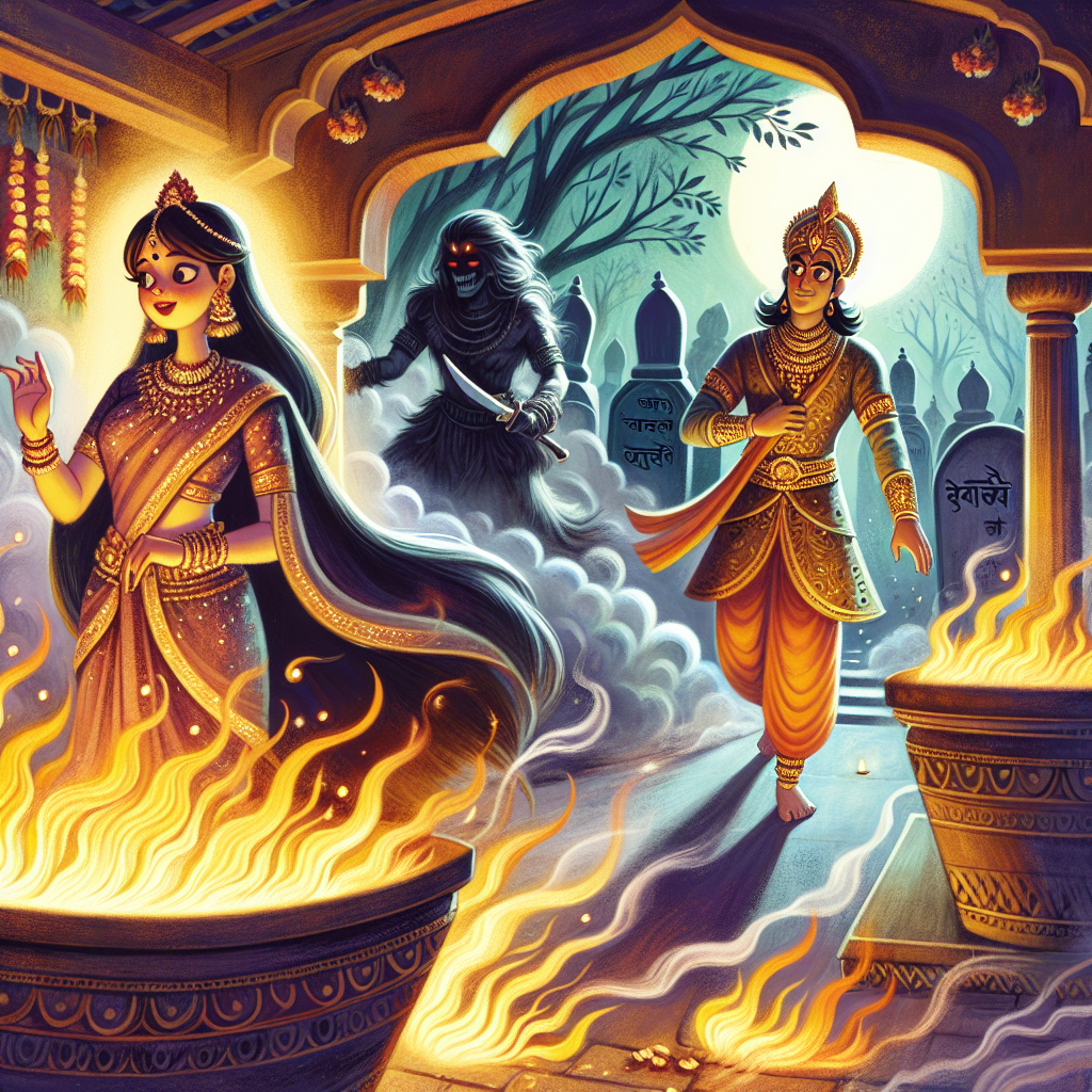 Colorful children's illustration for the story: The Kind-Hearted Robber