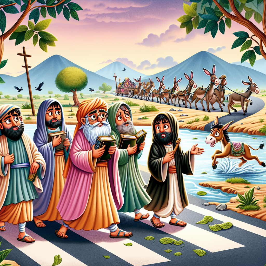 Colorful children's illustration for the story: The Blind Leading the Blind
