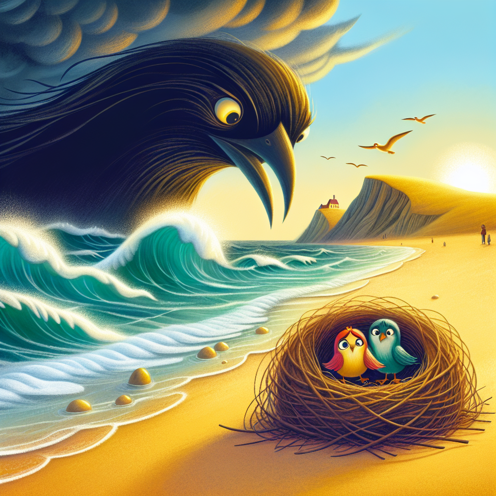 Colorful children's illustration for the story: The Tittibha and the Sea