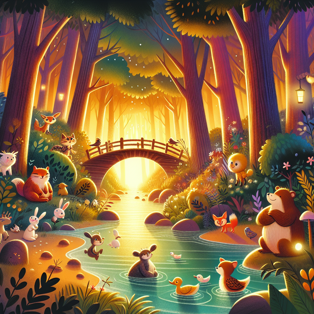 Colorful children's illustration for the story: The Two Goats