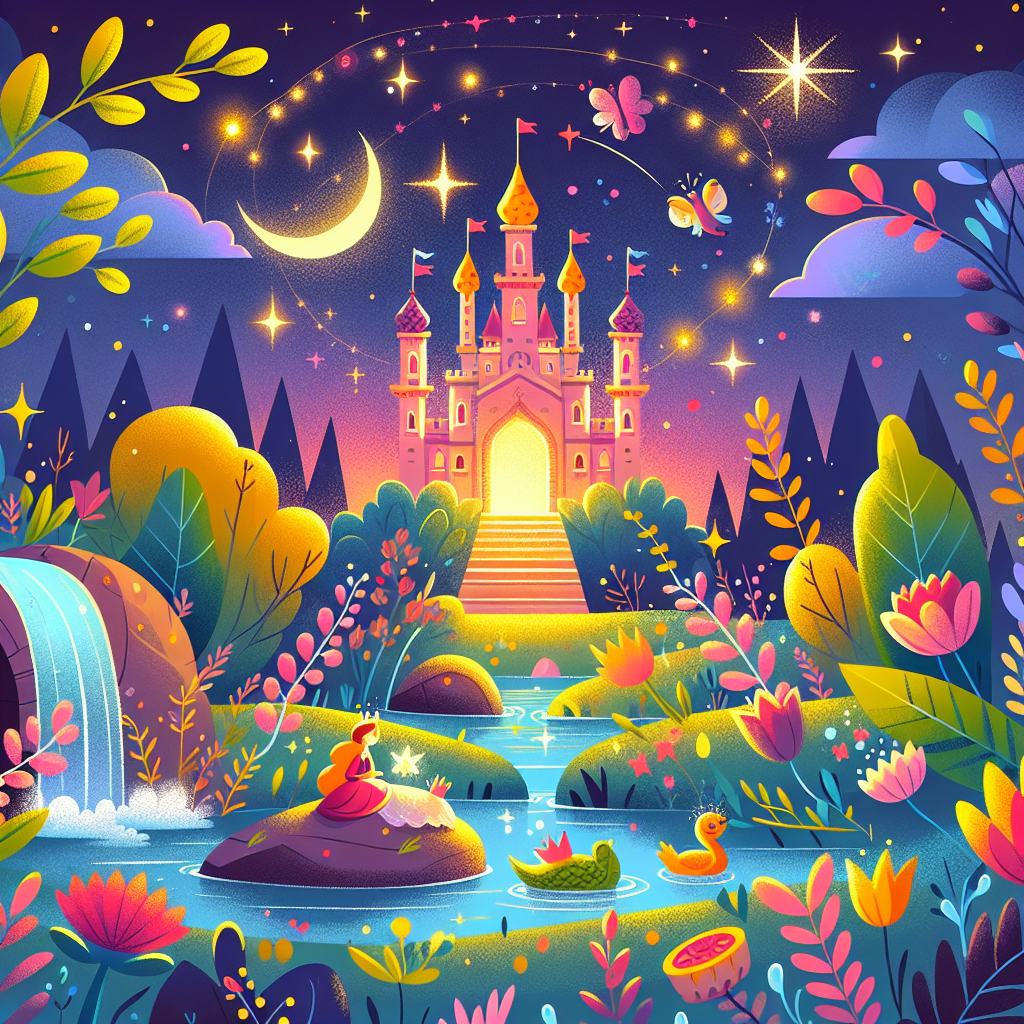 Colorful children's illustration for the story: Sleeping Beauty