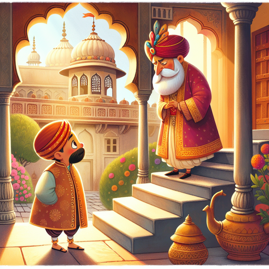 Colorful children's illustration for the story: The Bangles of the Empress