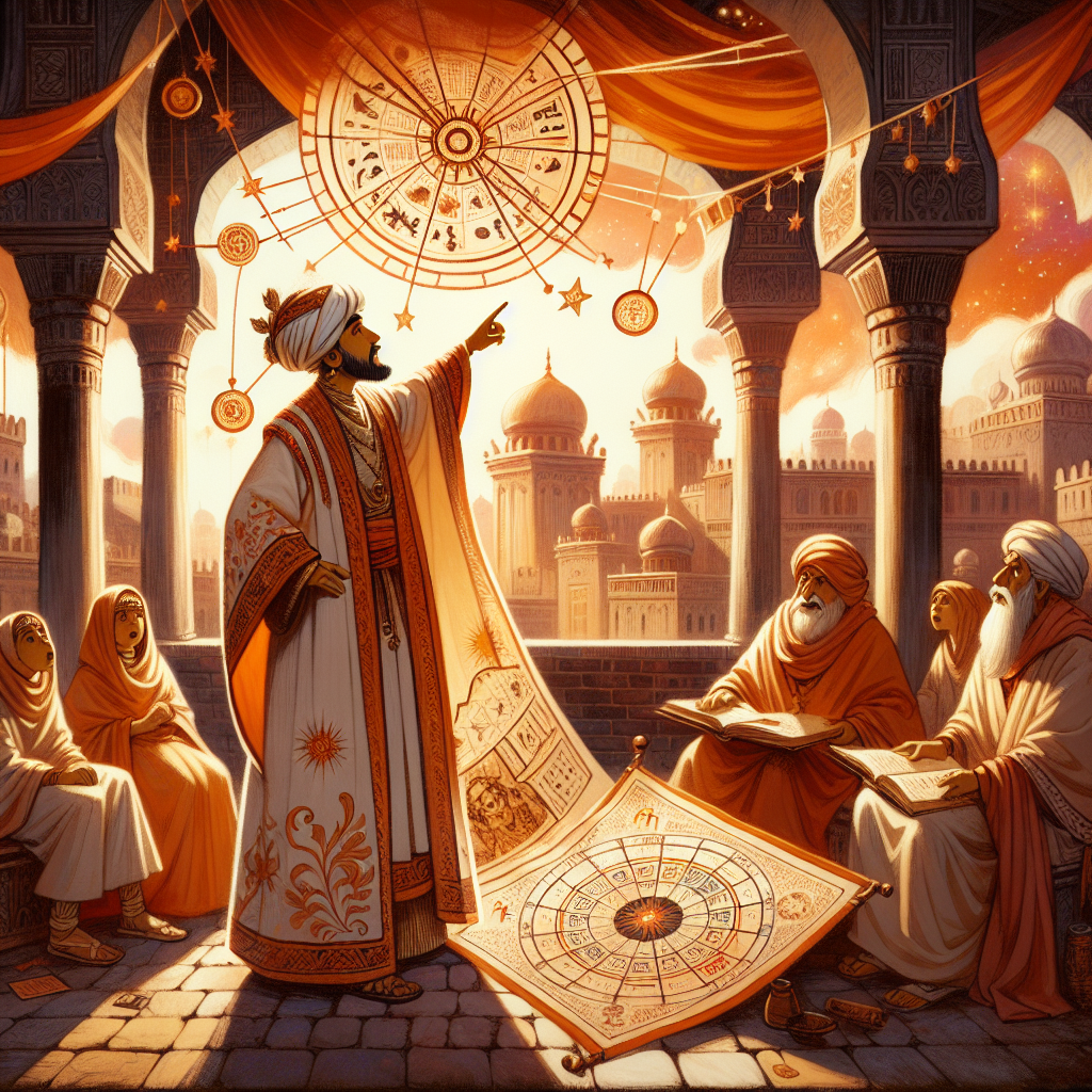 Colorful children's illustration for the story: The Stars That Stole a Bride