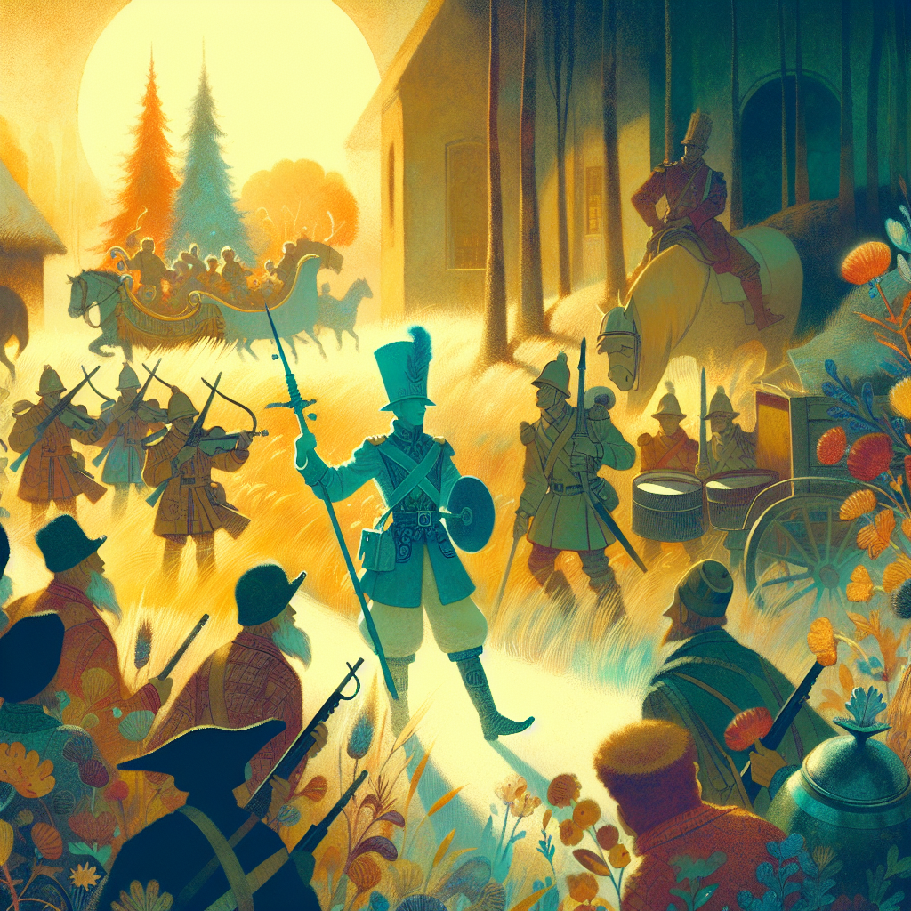 Colorful children's illustration for the story: The Steadfast Tin Soldier