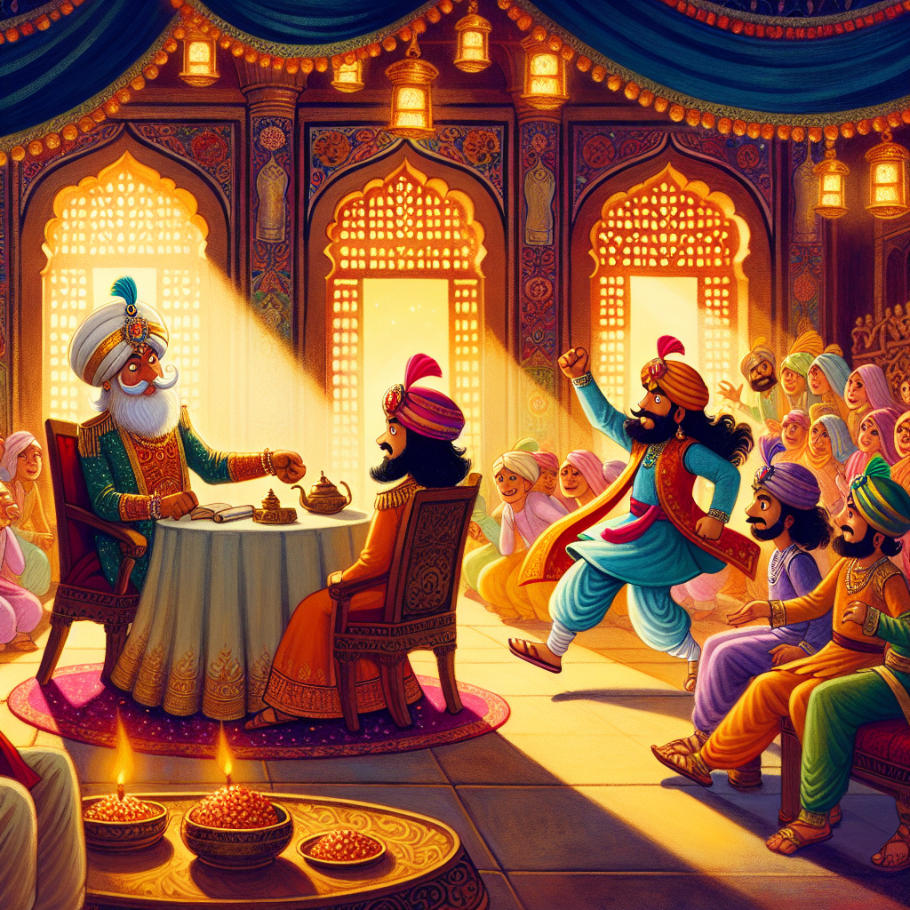 Colorful children's illustration for the story: The Sultan's Demand