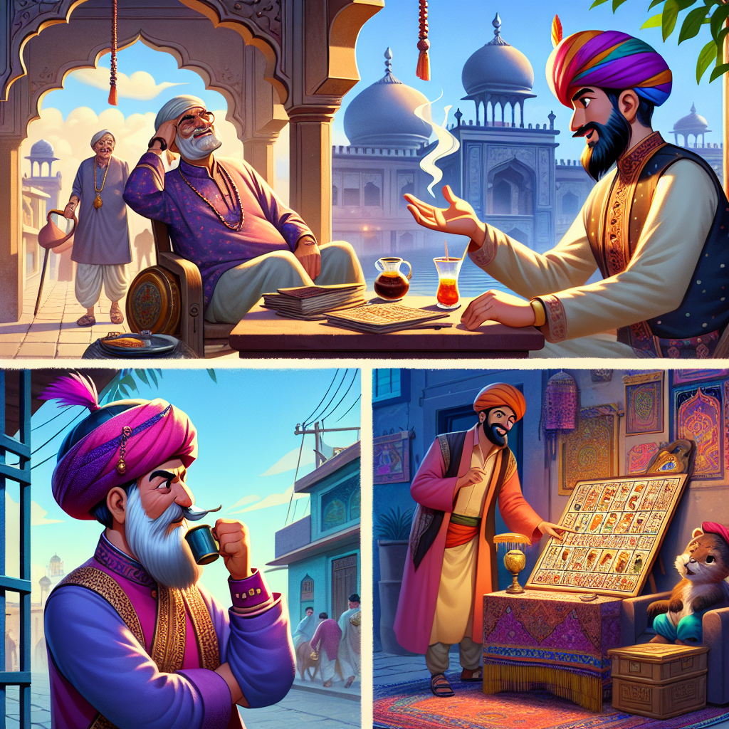 Colorful cartoon storyboard showing 8 key scenes from The Sweetness of Truth