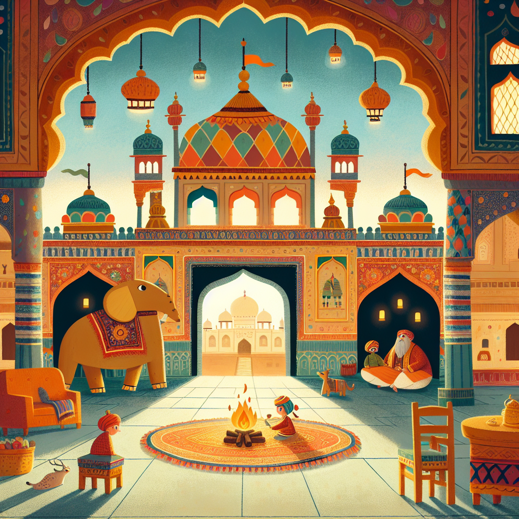 Colorful children's illustration for the story: The Thief and the Jewels