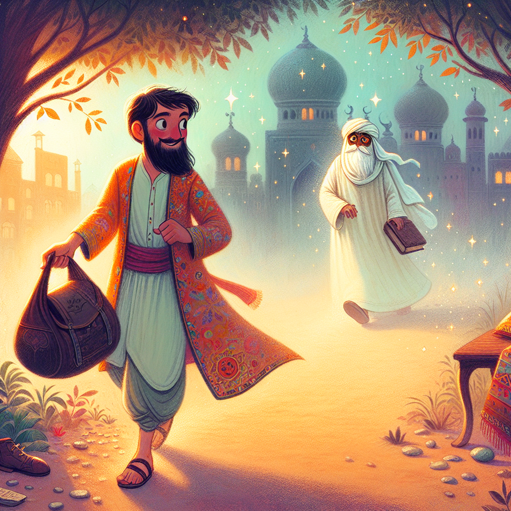 Colorful children's illustration for the story: The Thief Who Missed the Obvious