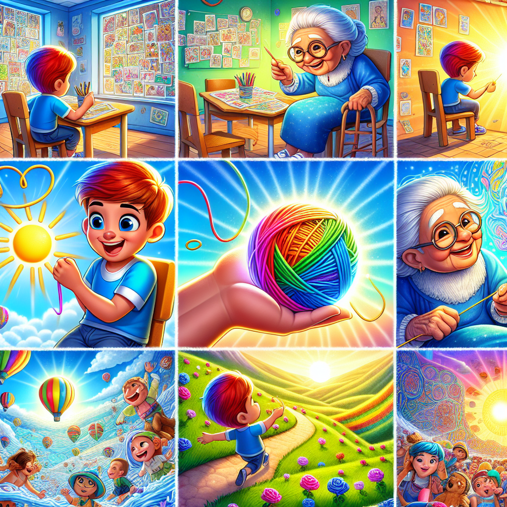 Colorful cartoon storyboard showing 8 key scenes from The Silver Thread
