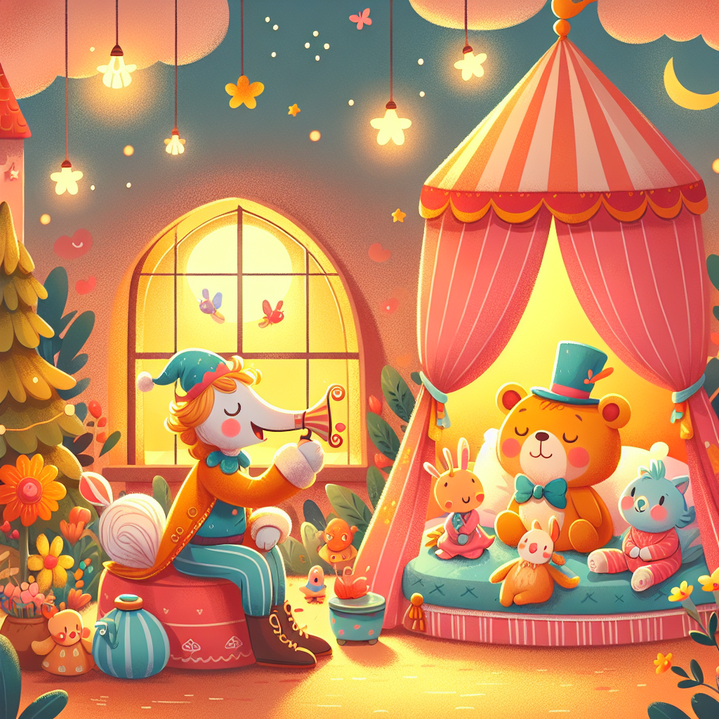 Colorful children's illustration for the story: Gulliver's Travels in Lilliput