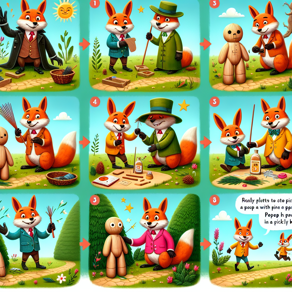 Colorful cartoon storyboard showing 8 key scenes from The Tar-Baby