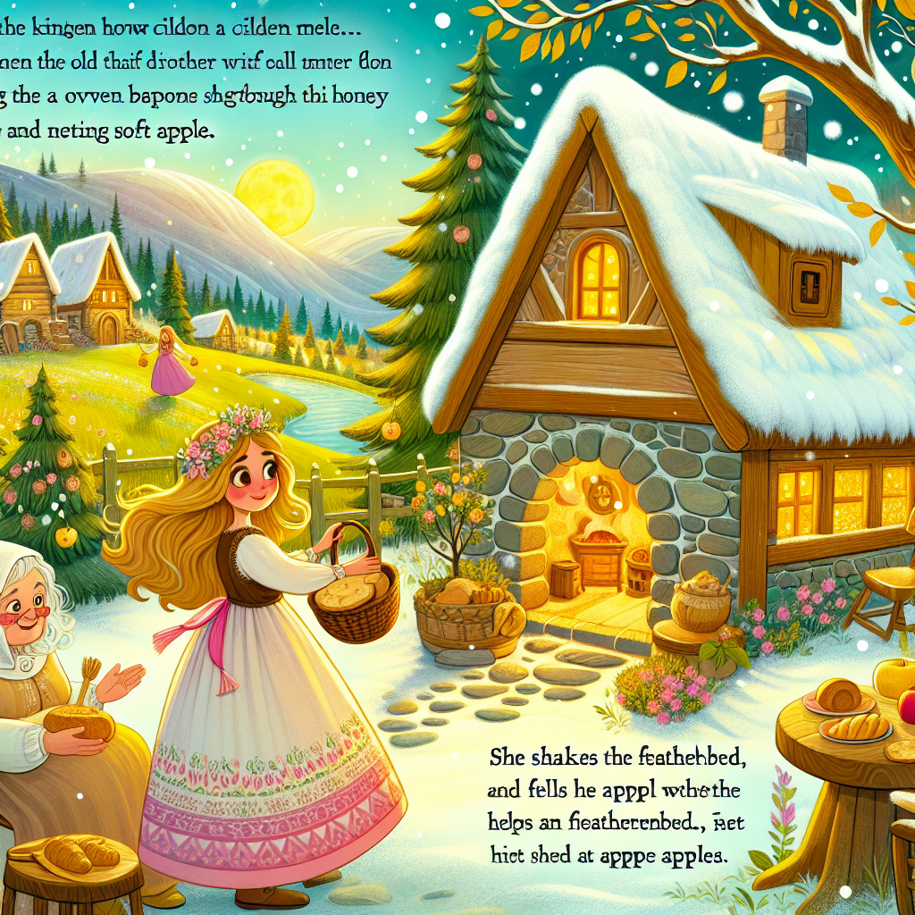 Colorful children's illustration for the story: The Two Sisters and the Golden Gate