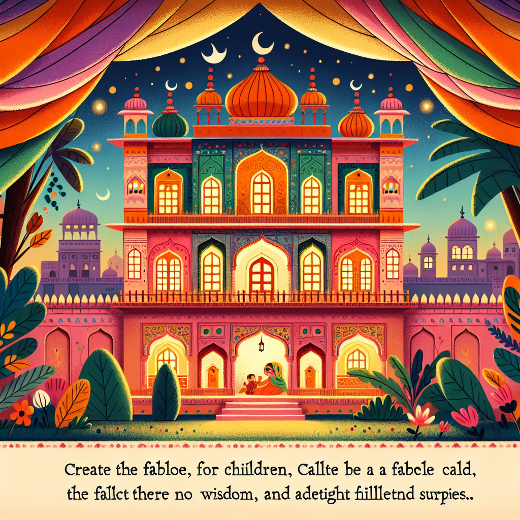 Colorful children's illustration for the story: Birbal's Cleverness
