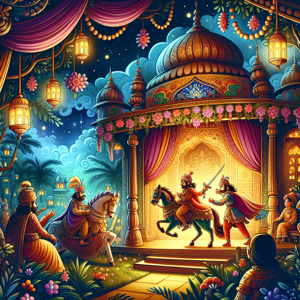 Colorful children's illustration for the story: The Vanishing Princess