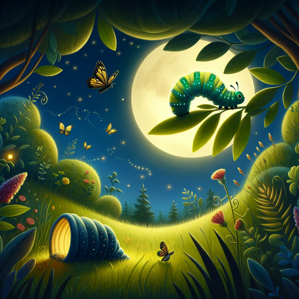 Colorful children's illustration for the story: The Very Hungry Caterpillar